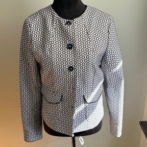 Brooks Brothers Women's Navy and White Patterned Blazer
